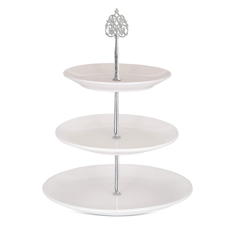 Happy Will 3 Tier 14" Heavy Metal Cake Stand Holder Fruit Plate Stand Fitting Hardware Rod with Stylus (Silver Scepter) - Image 4